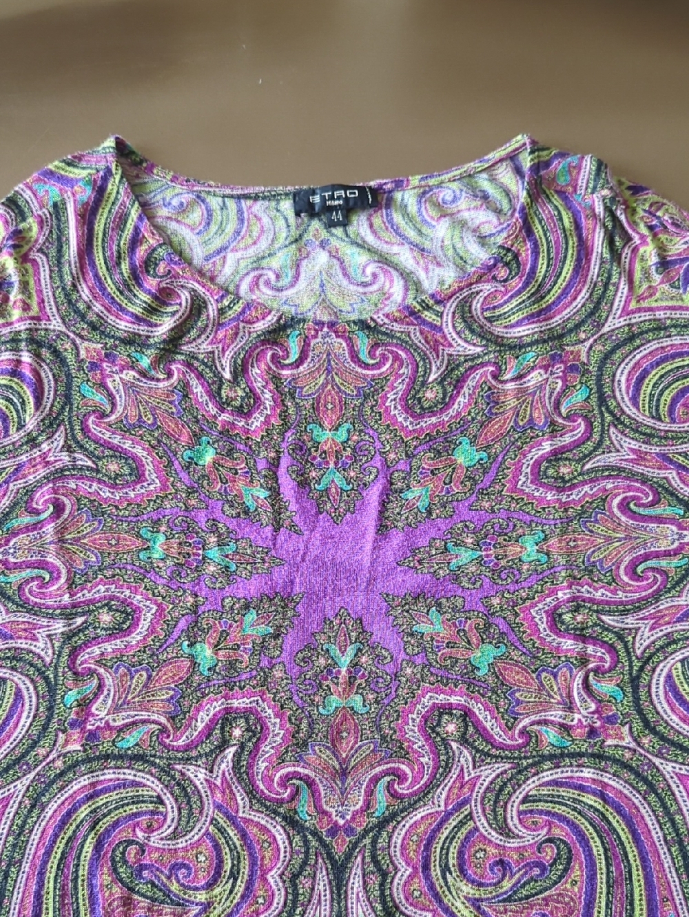 Etro Purple Paisley Medallion Scoop Neck Tunic Top